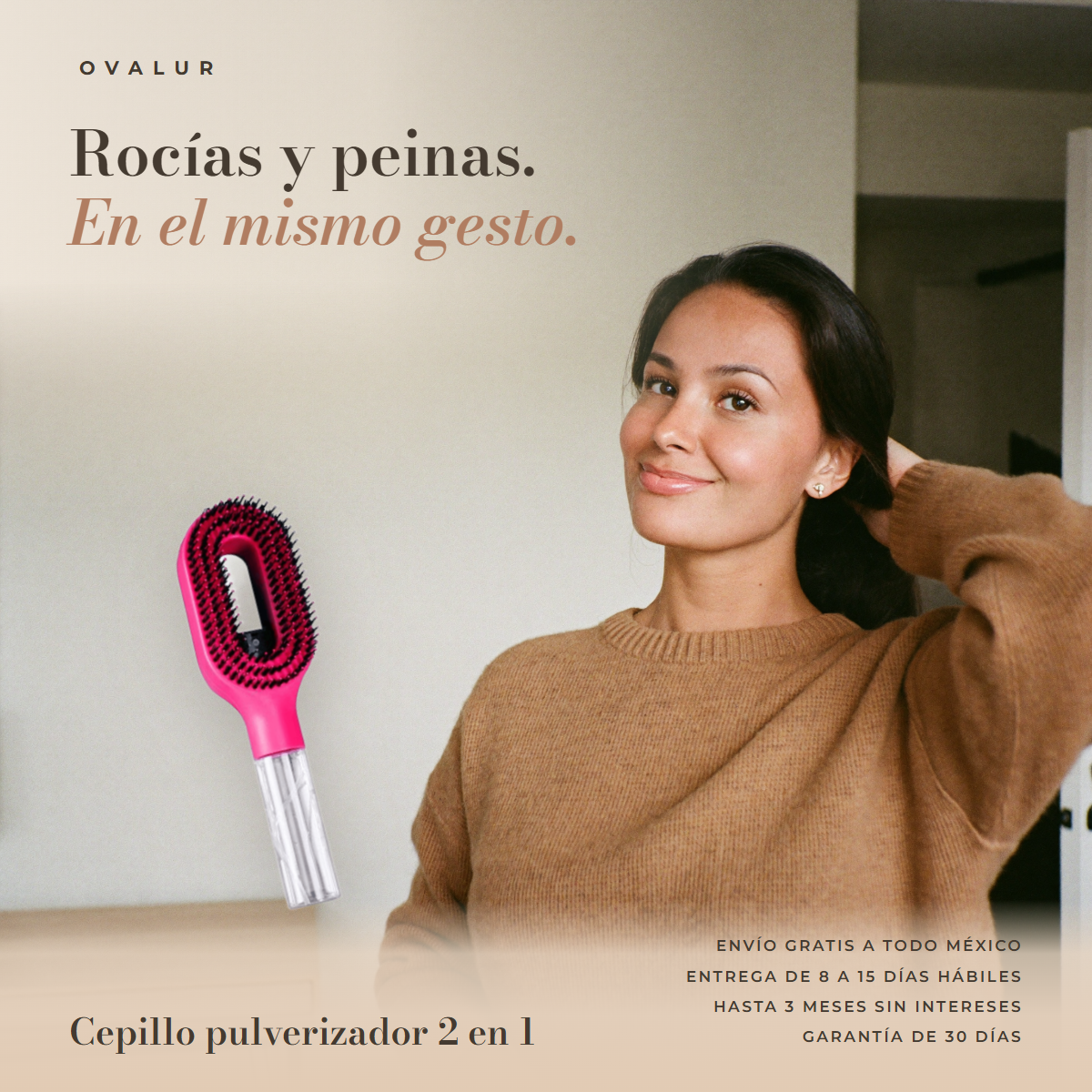 Cepillo pulverizador 2 en 1 en su escena — OVALUR