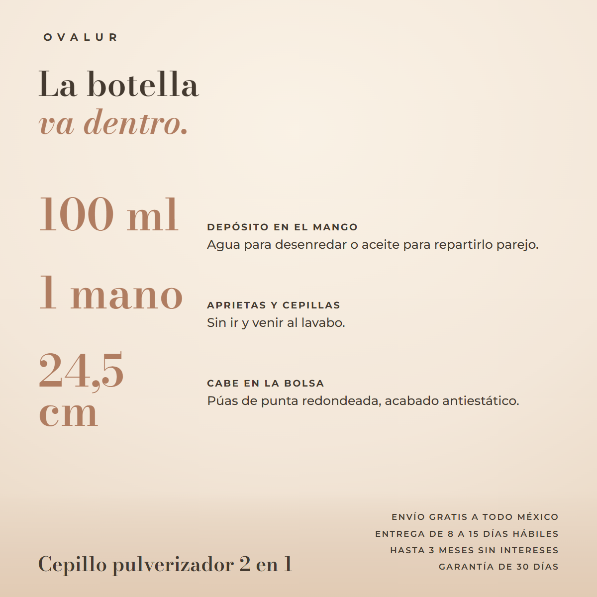 Cepillo pulverizador 2 en 1: datos principales — OVALUR