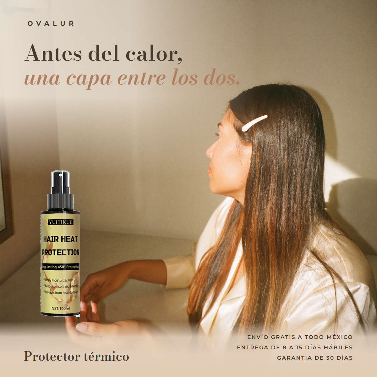 Protector térmico en spray en su escena — OVALUR